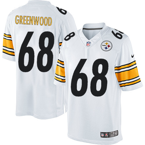 Men's Limited L.C. Greenwood Nike Jersey White Road - #68 NFL Pittsburgh Steelers